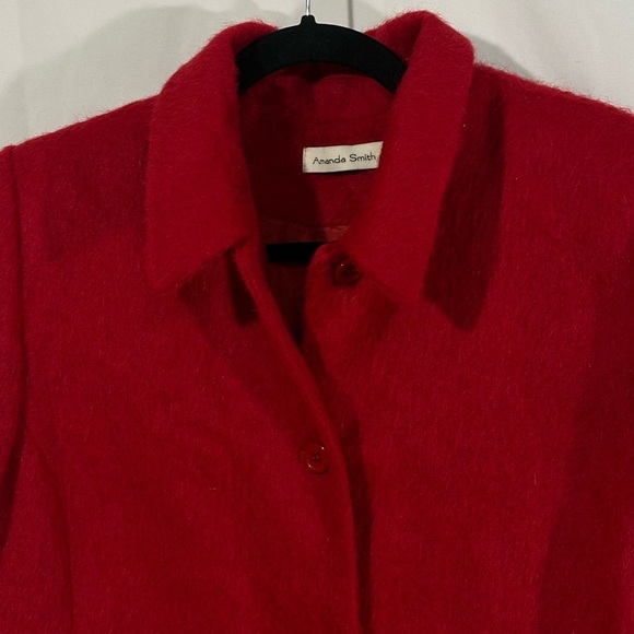 Amanda Smith Red Mohair Alpaca Wool Blend Coat Women’s 14 Luxury Winter Jacket - Picture 3 of 7